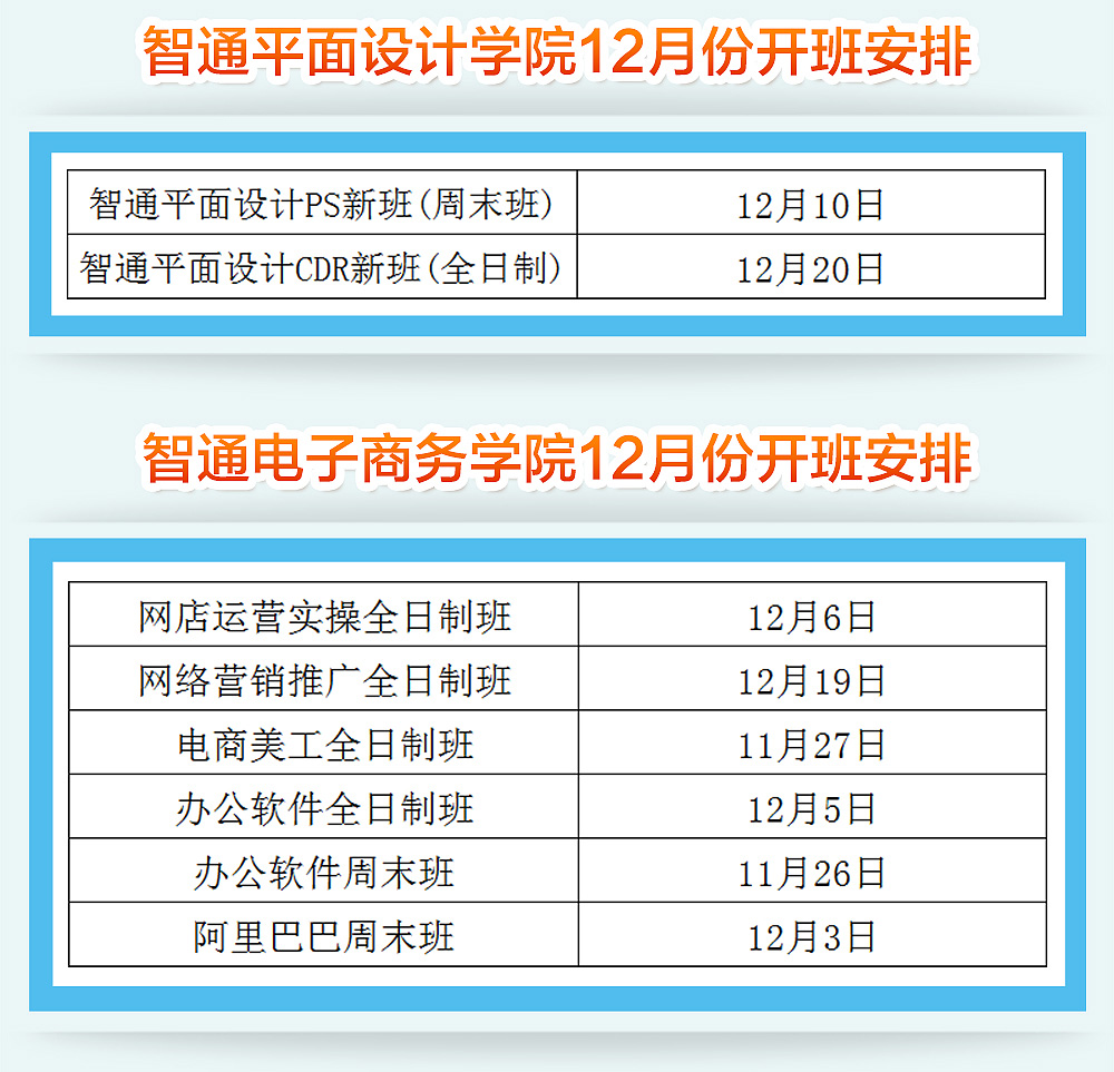 智通培訓(xùn)12月份開班通知03